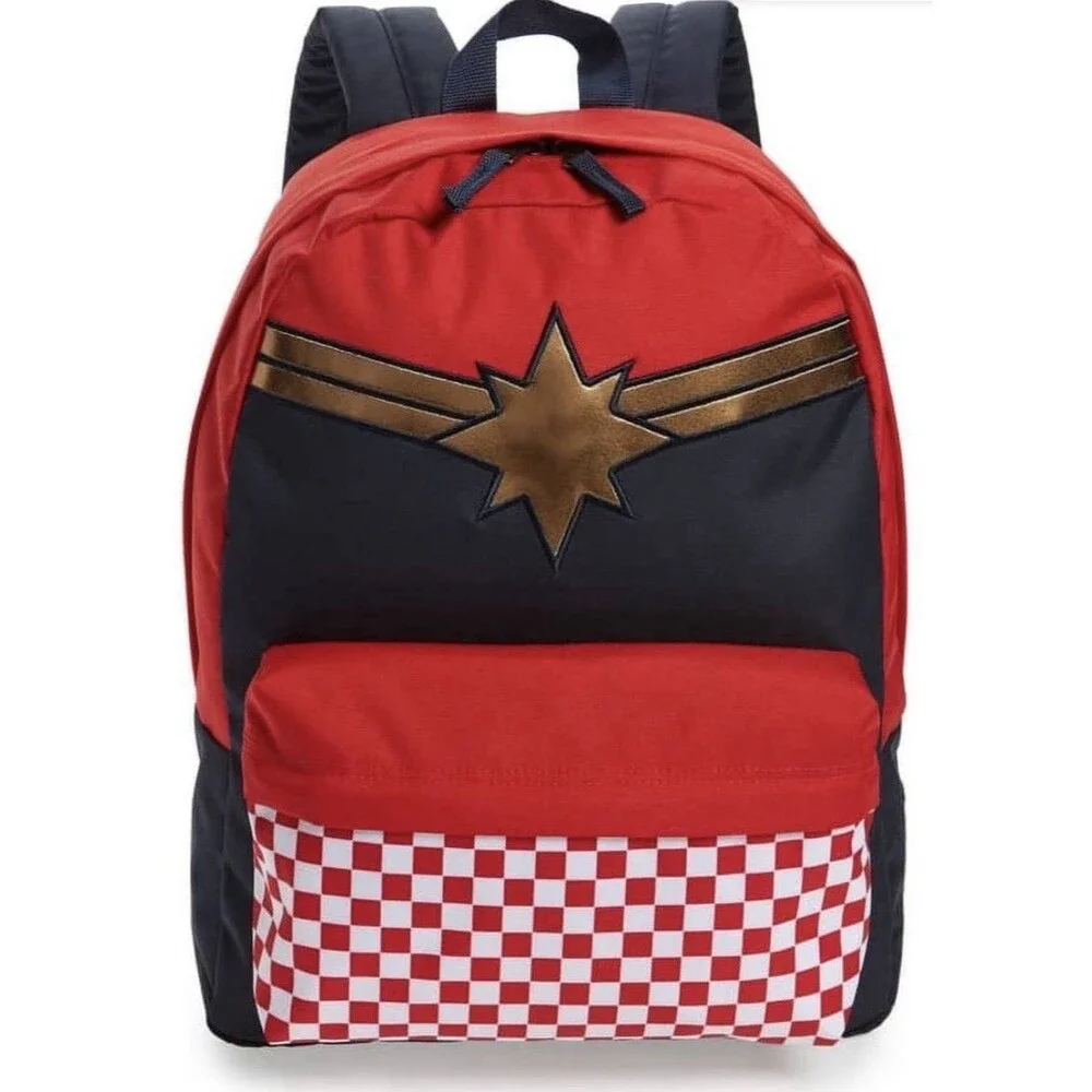 Vans Marvel Captain Marvel Backpack Red Navy New with Tags VN0A3QXFIZQ